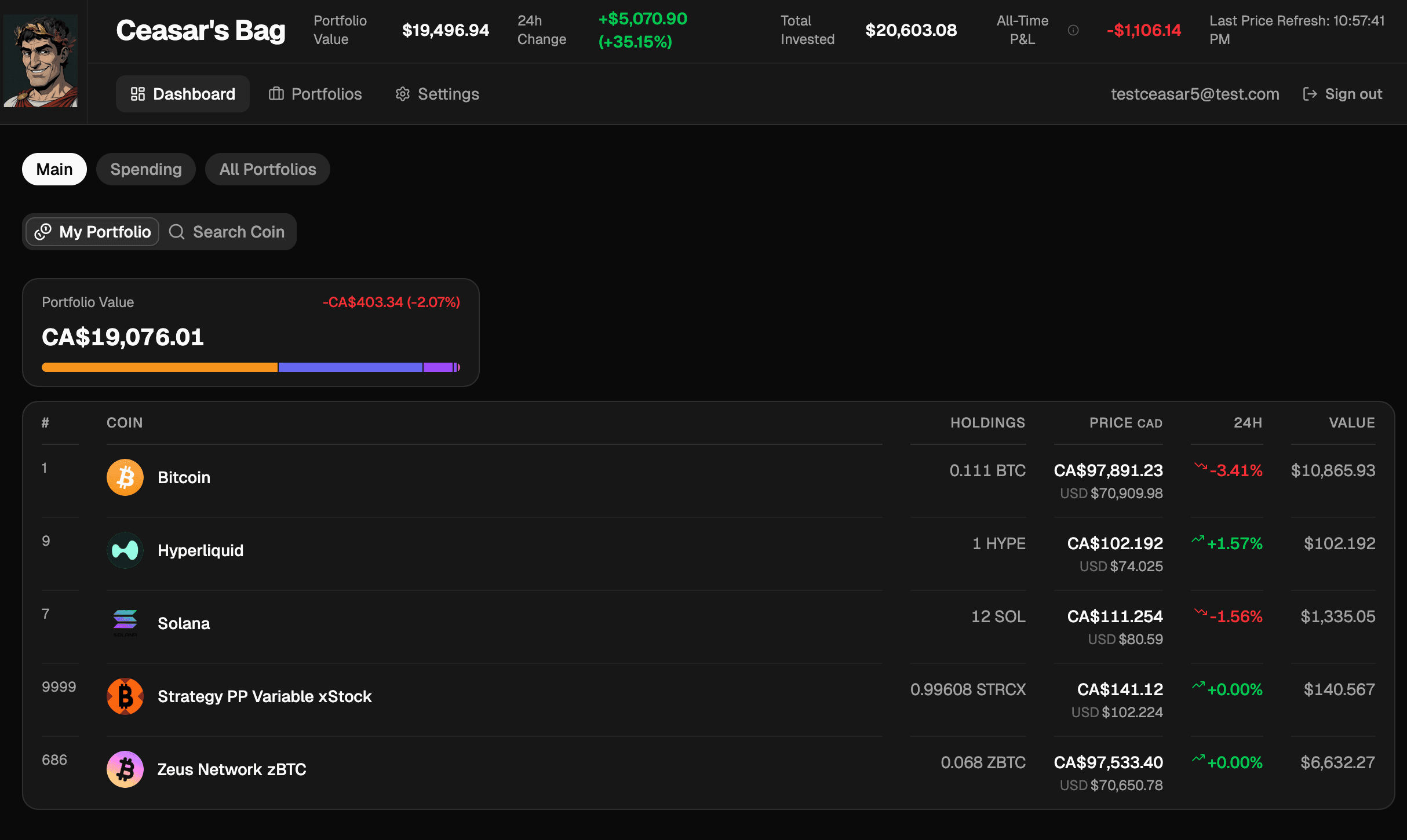 CeasarsBag app screenshot